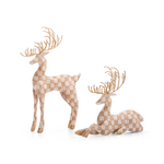 MacKenzie-Childs mocha check capiz deer, set of 2
