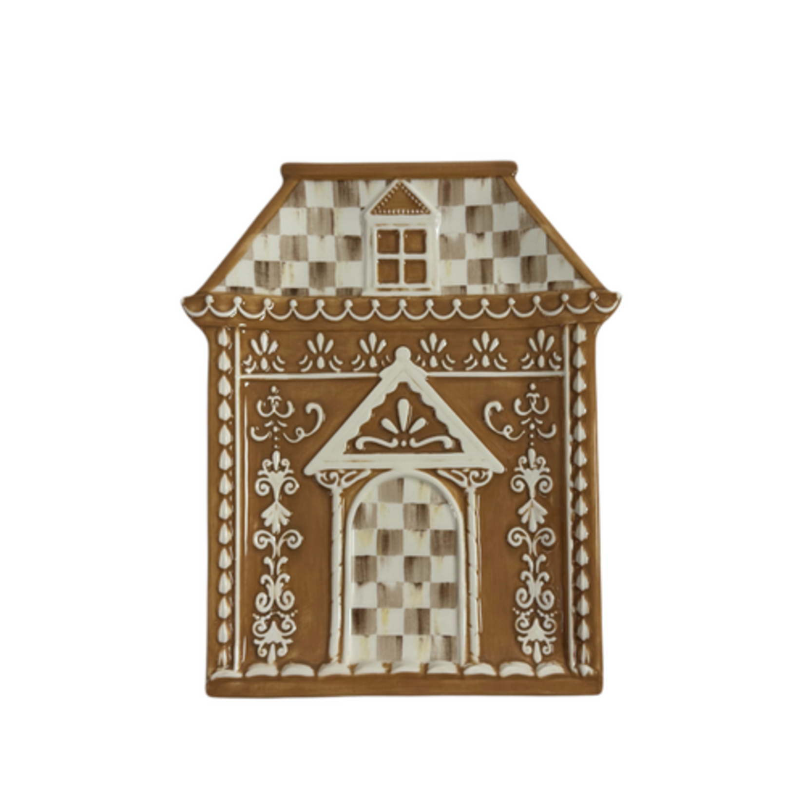MacKenzie-Childs mocha check gingerbread salad plate