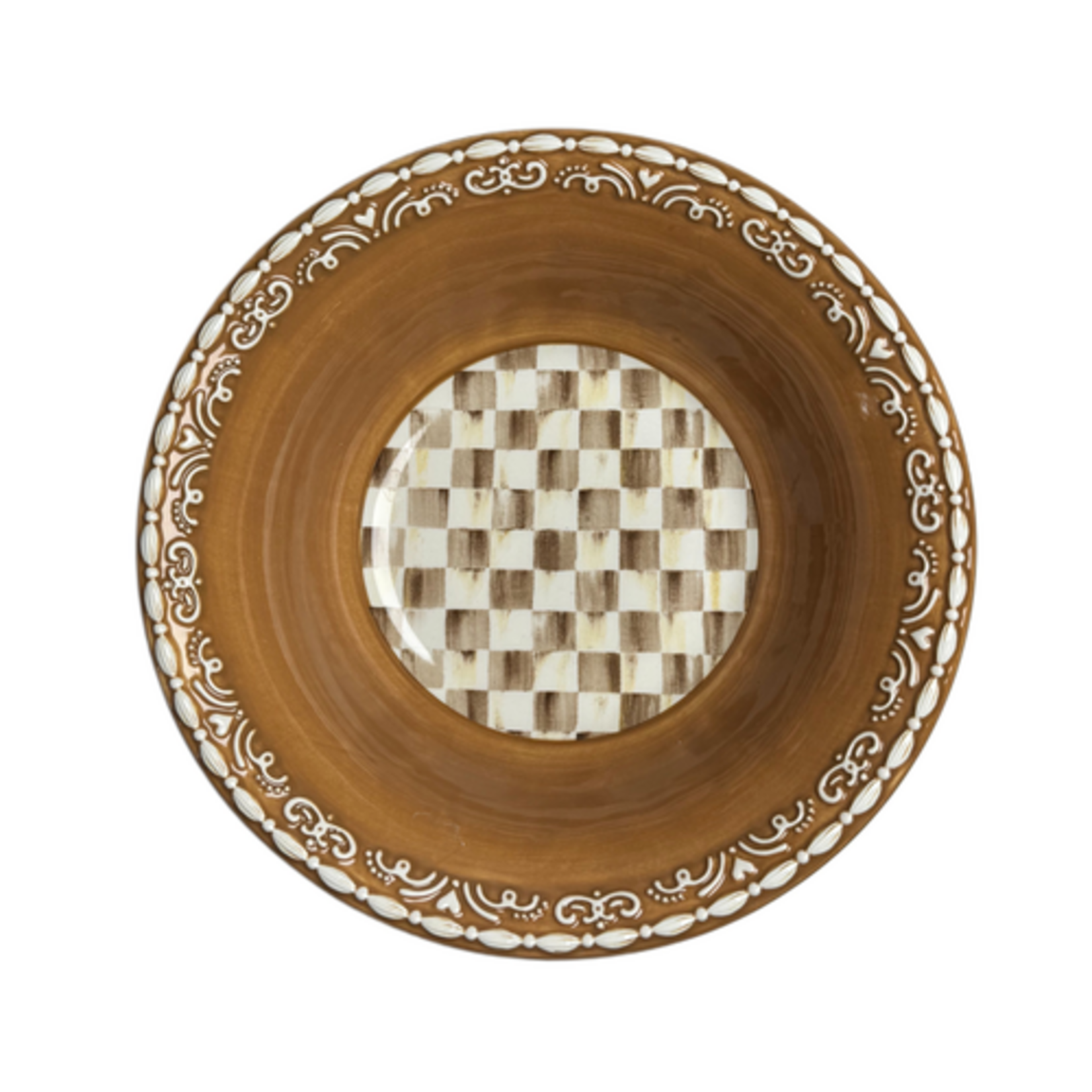 MacKenzie-Childs mocha check gingerbread small bowl