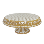 MacKenzie-Childs mocha check gingerbread large pedestal platter