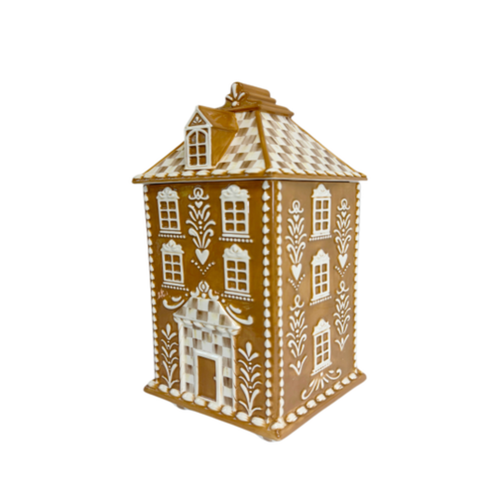 MacKenzie-Childs mocha check gingerbread large canister