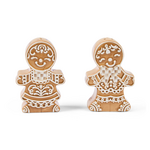 MacKenzie-Childs mocha check gingerbread salt & pepper shaker set