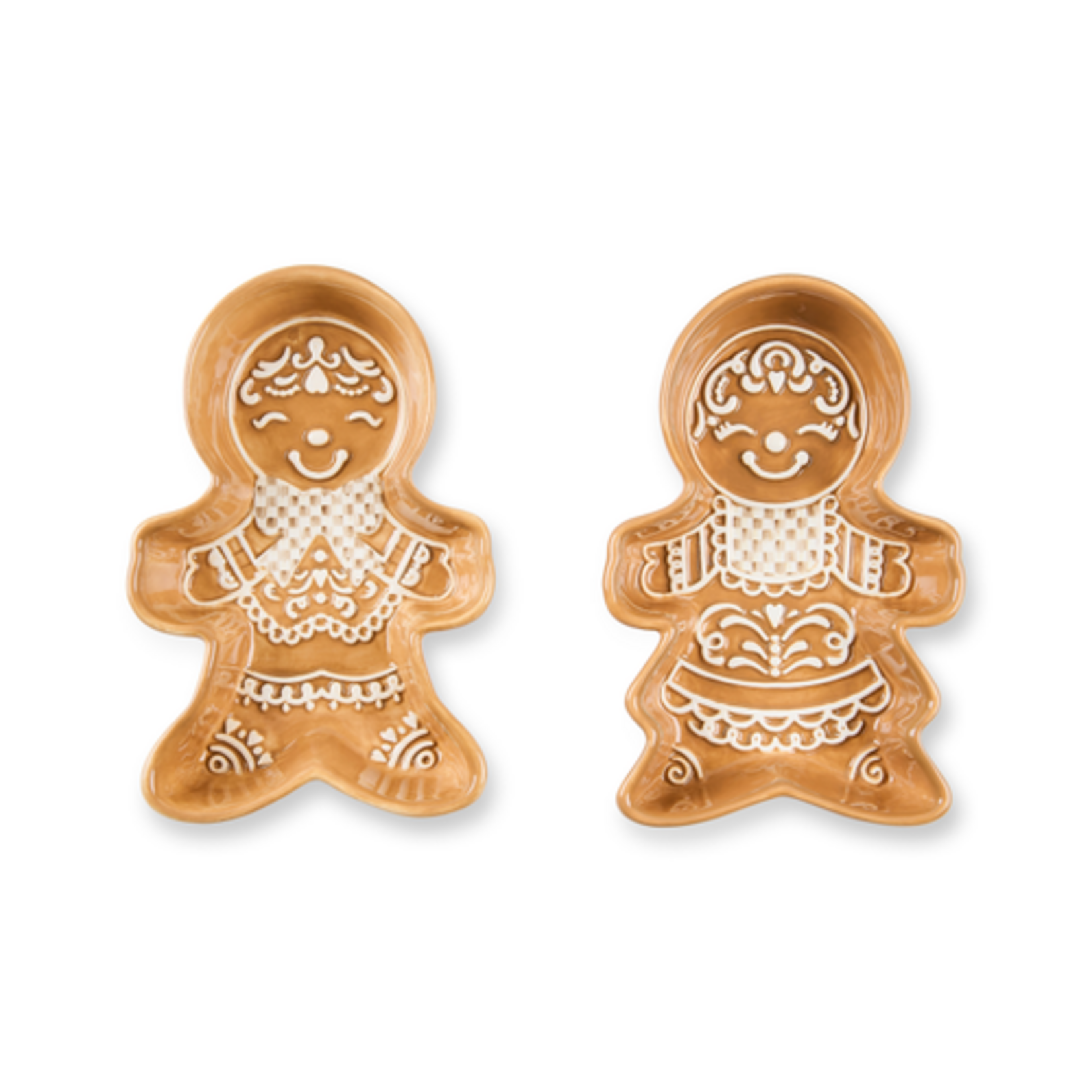 MacKenzie-Childs mocha check gingerbread snack bowls, set of 2