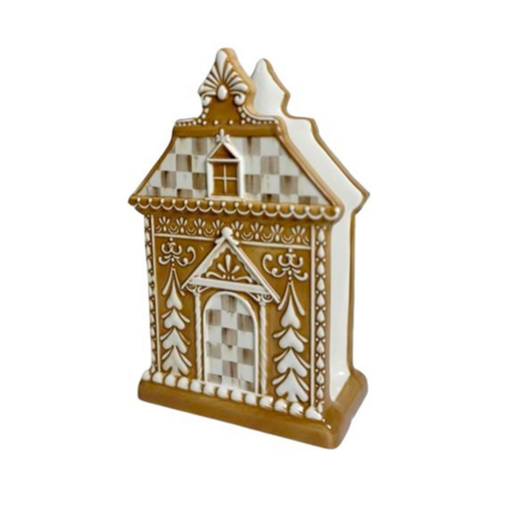 MacKenzie-Childs mocha check gingerbread napkin holder
