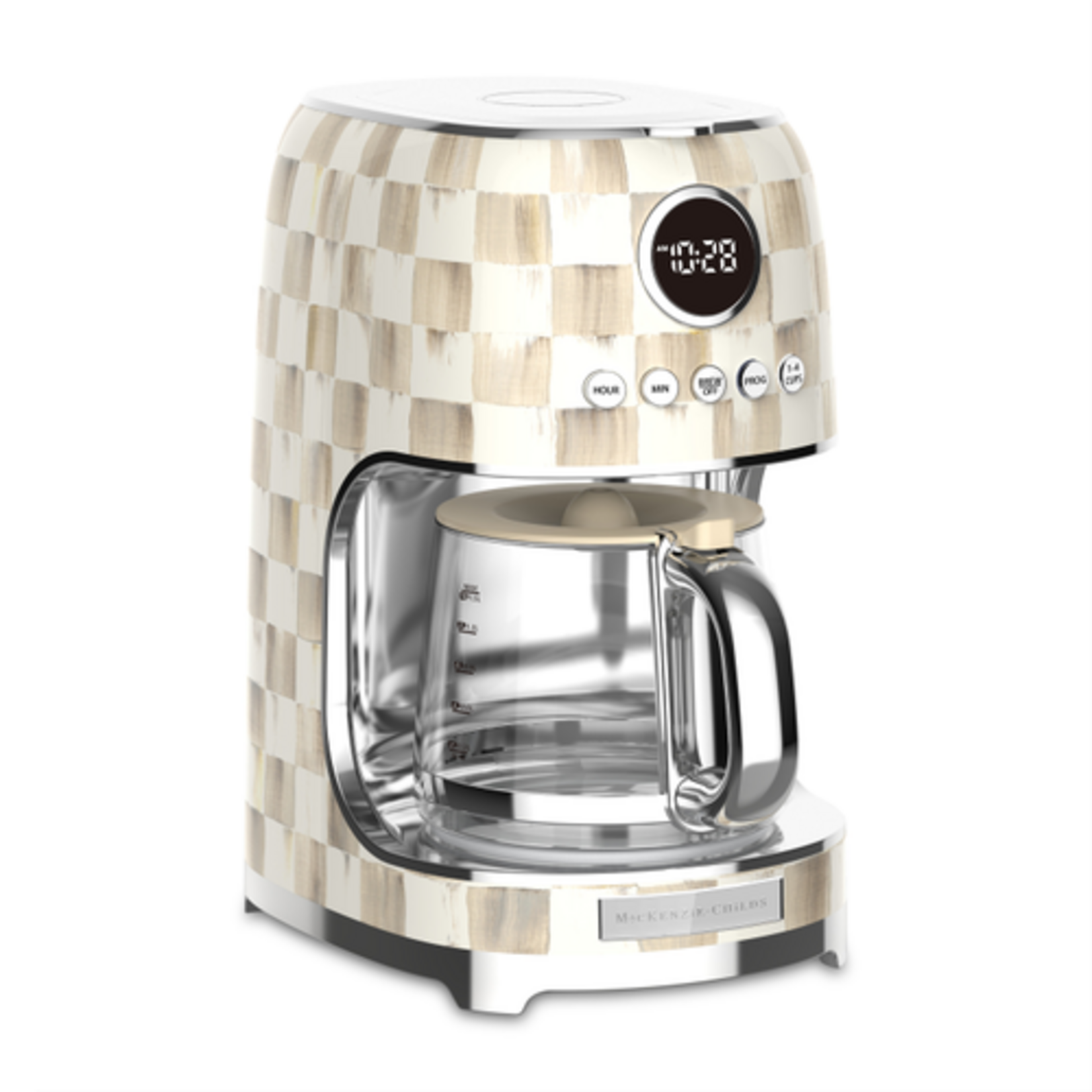 MacKenzie-Childs mocha check drip coffee maker