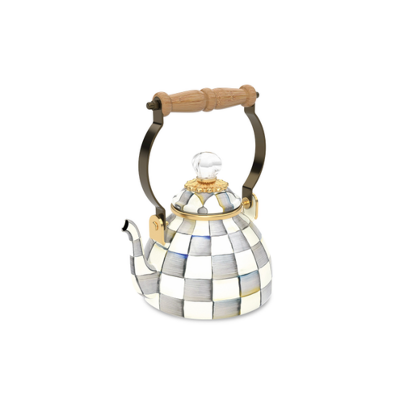 MacKenzie-Childs sterling check 1 quart tea kettle
