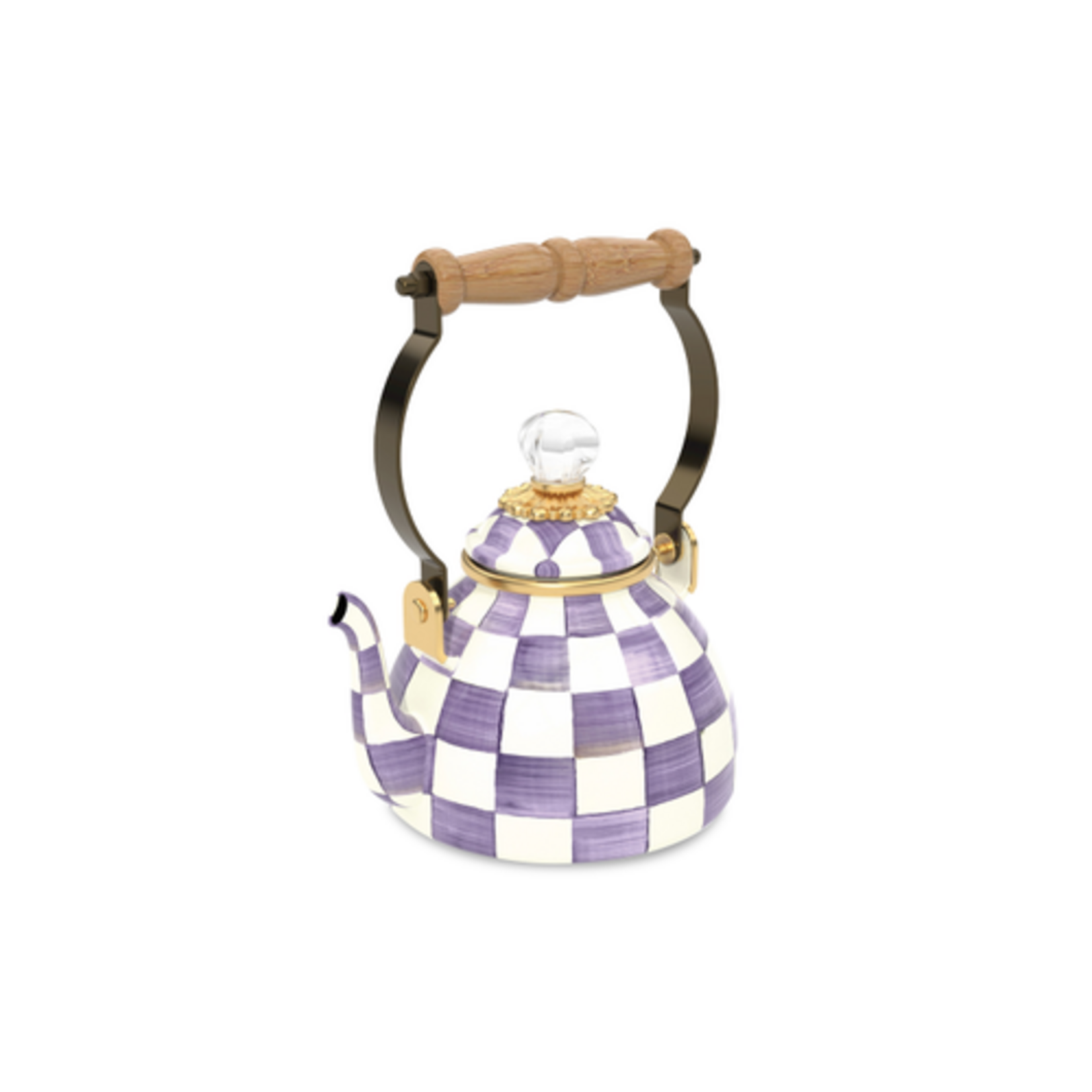 MacKenzie-Childs violet check 1 quart tea kettle