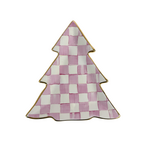 MacKenzie-Childs bubblegum pink check tree dish