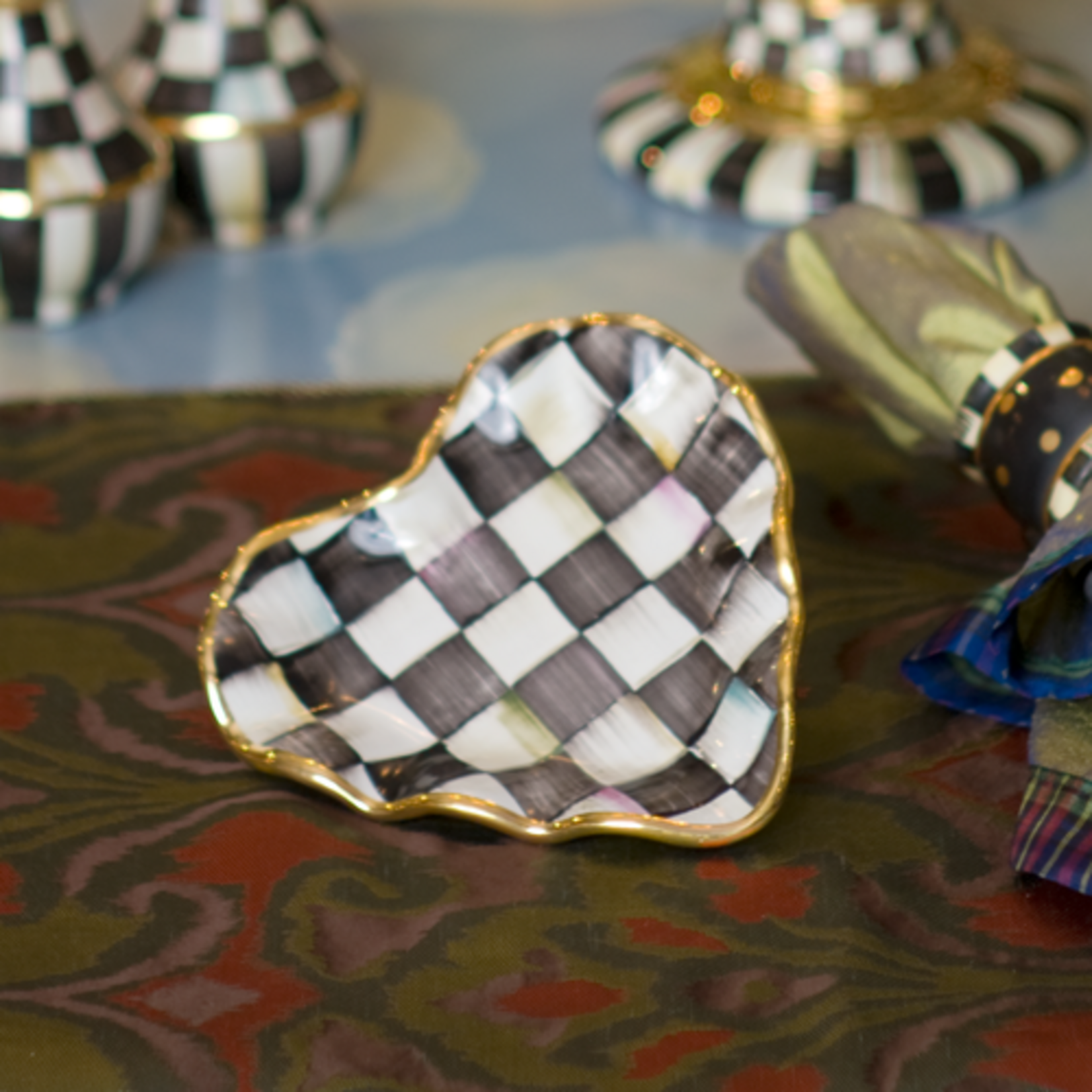 MacKenzie-Childs courtly check fluted heart plate