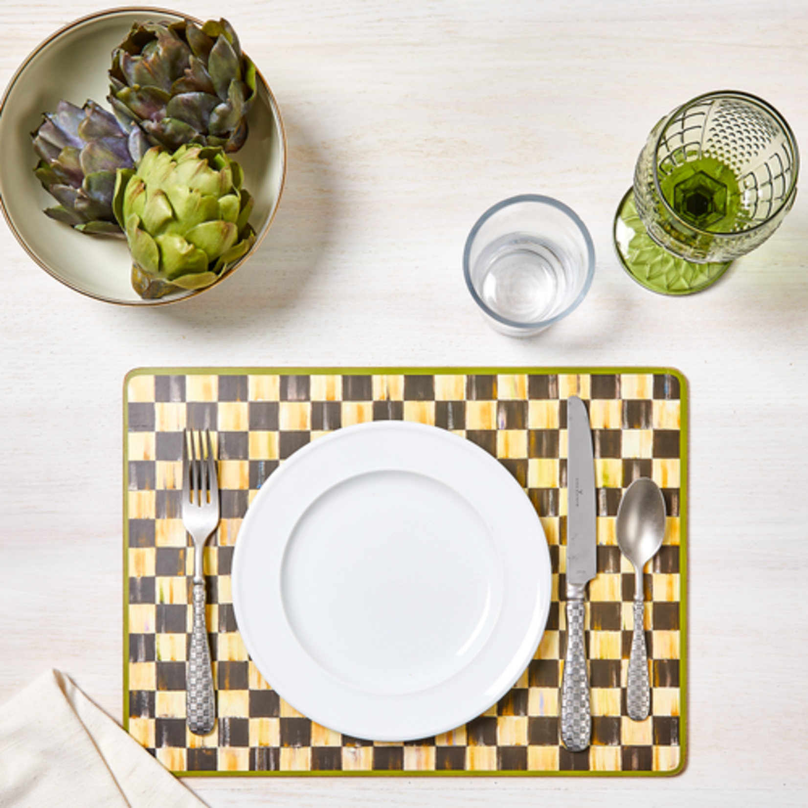 MacKenzie-Childs courtly check cork back placemats, set of 4