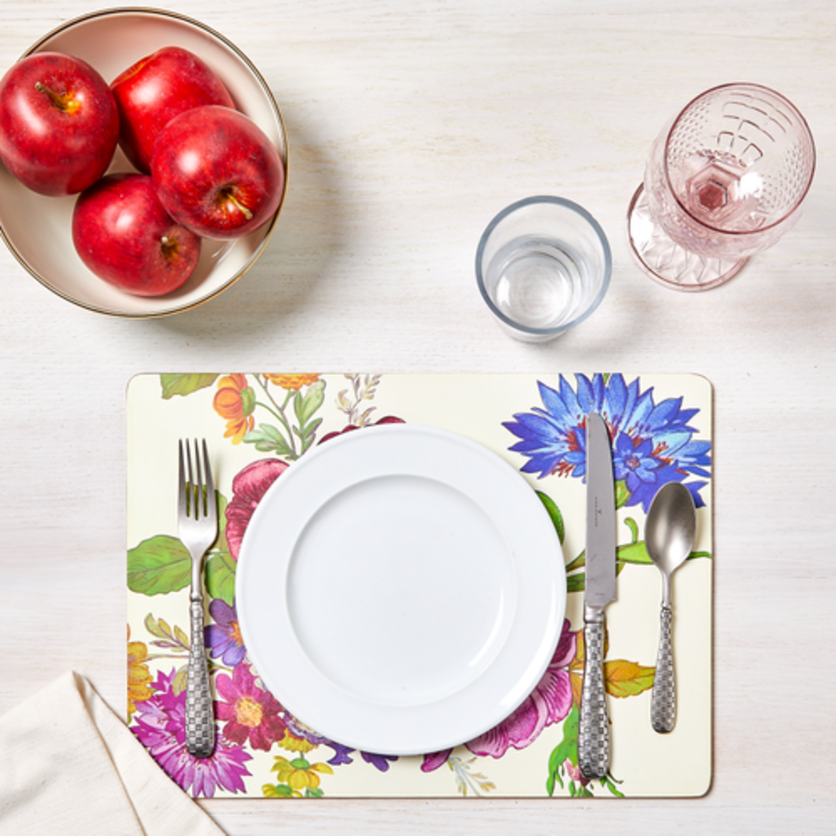 MacKenzie-Childs white flower market placemats, set of 4