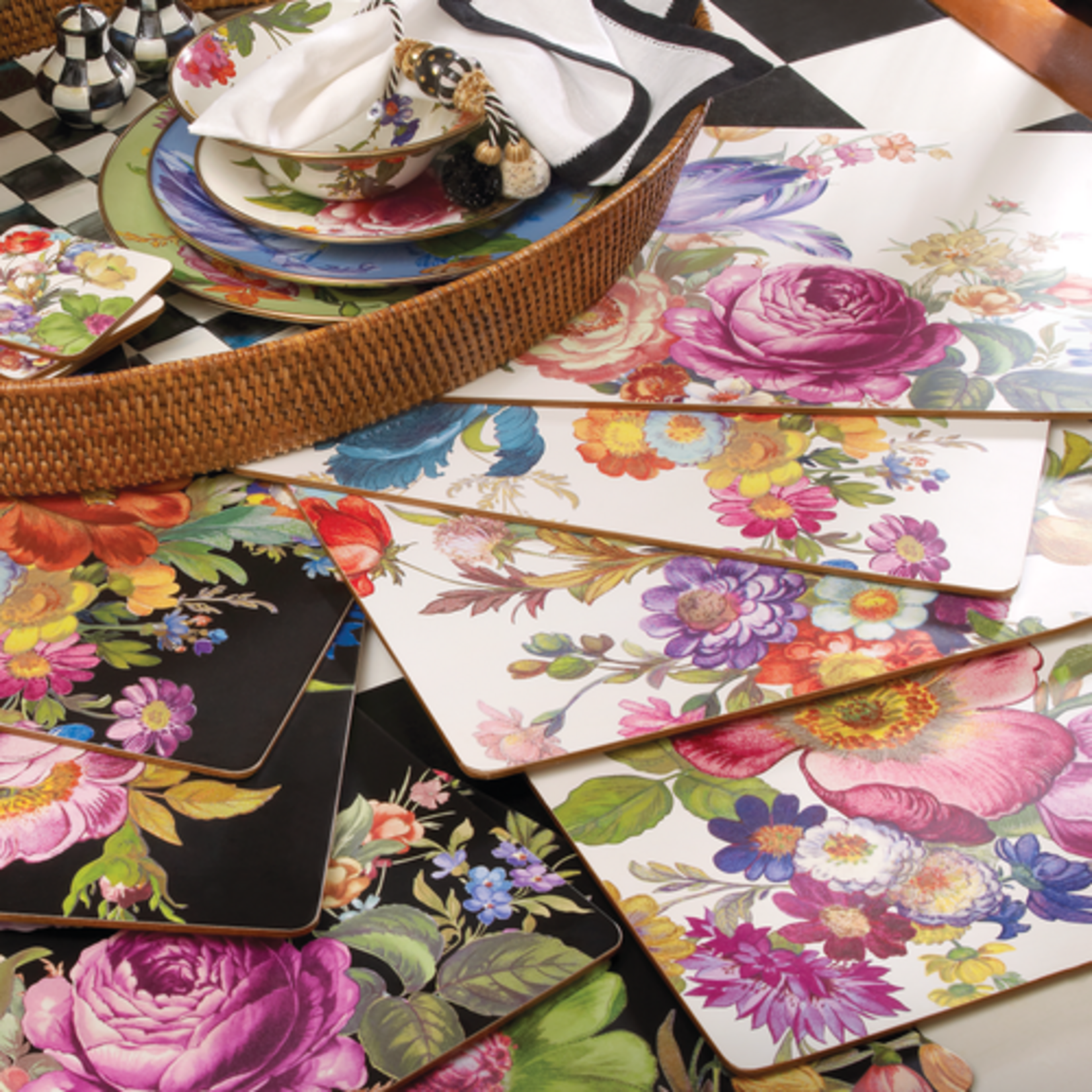 MacKenzie-Childs white flower market placemats, set of 4