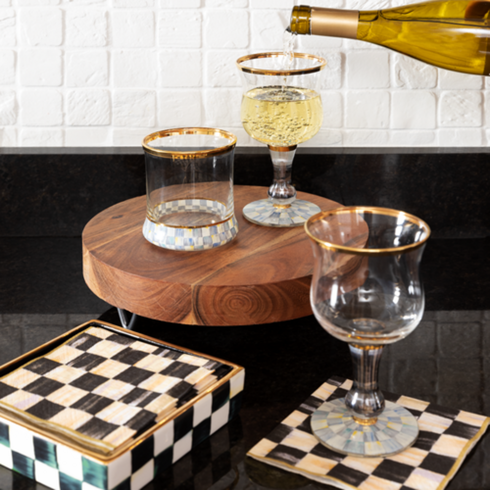 MacKenzie-Childs courtly check cocktail paper napkins