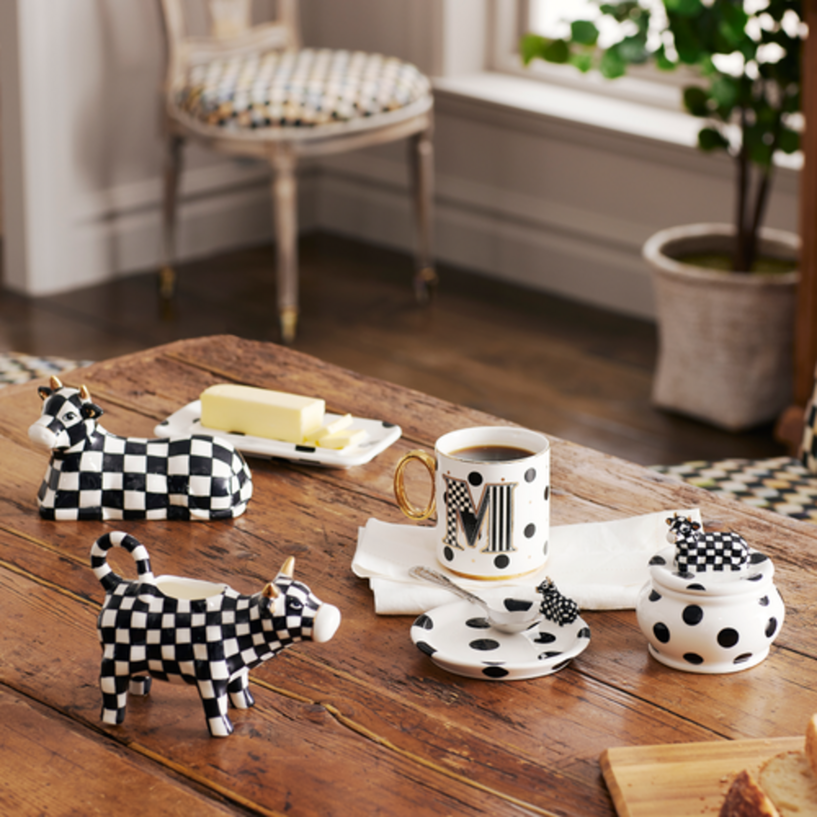 MacKenzie-Childs cow creamery butter dish