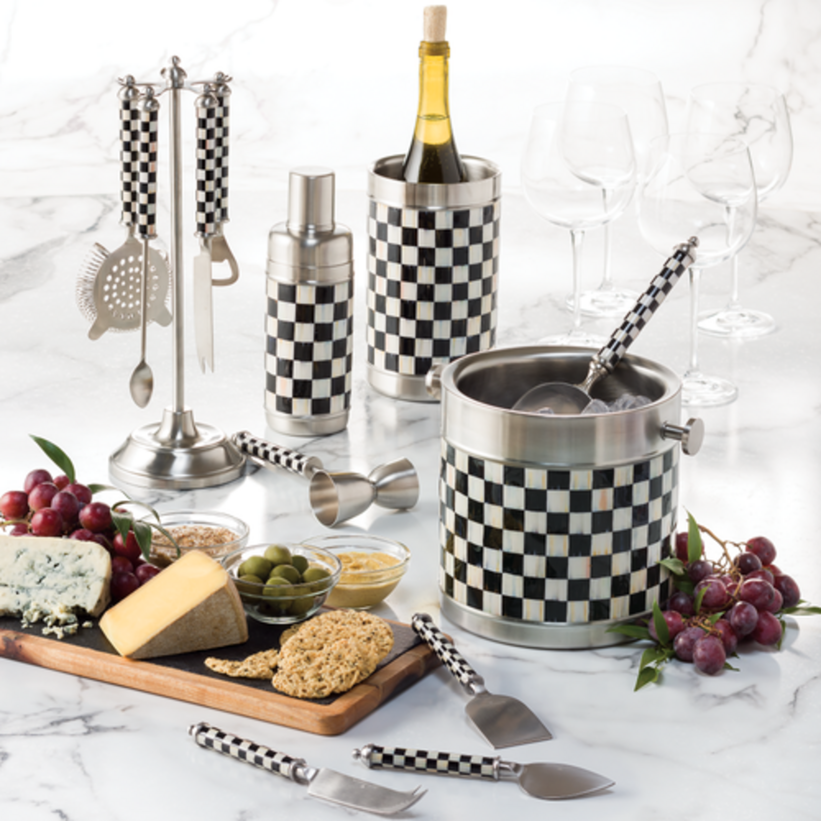 MacKenzie-Childs courtly check supper club cheese knife set