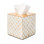 MacKenzie-Childs mocha check glass boutique tissue box cover