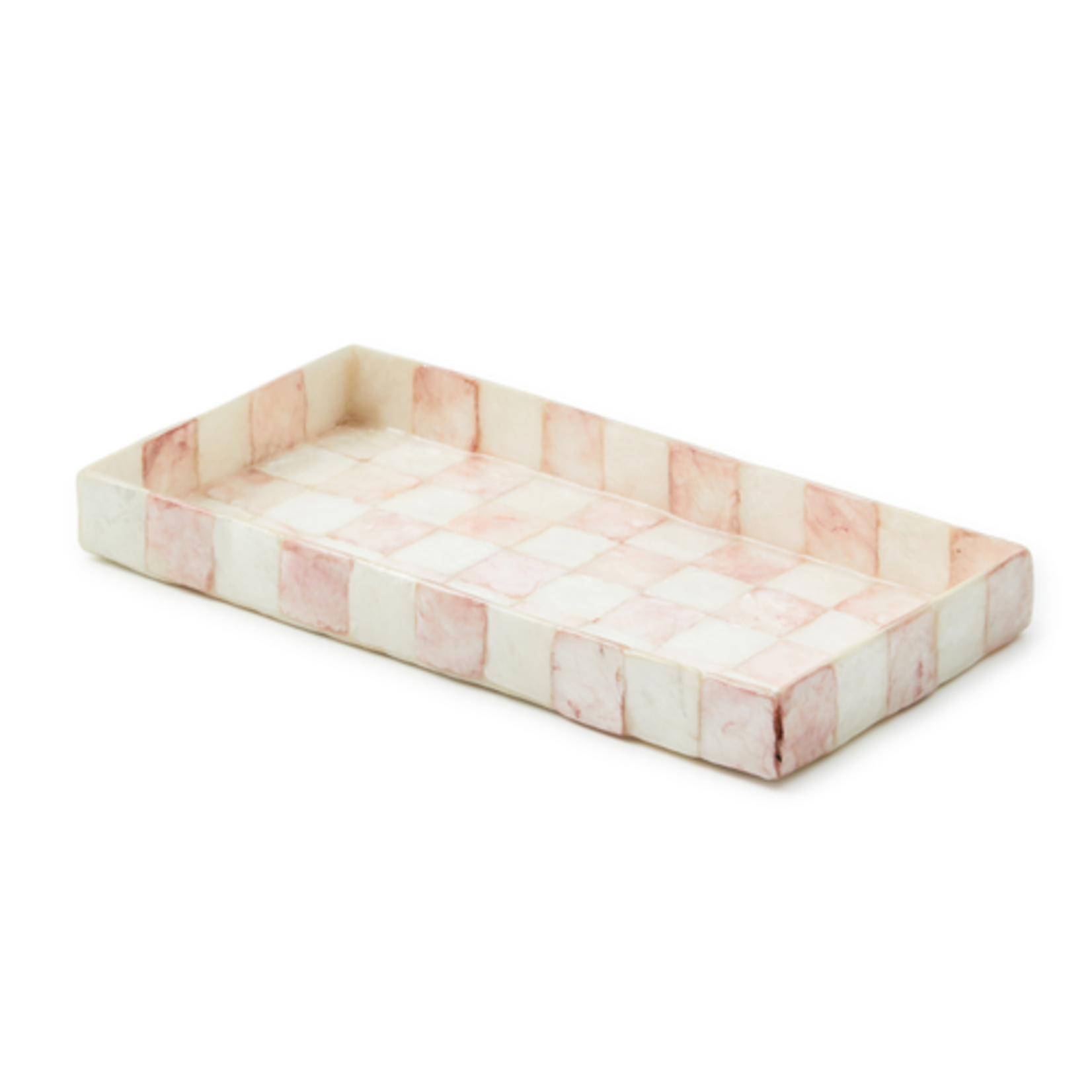 MacKenzie-Childs rosy check capiz vanity tray