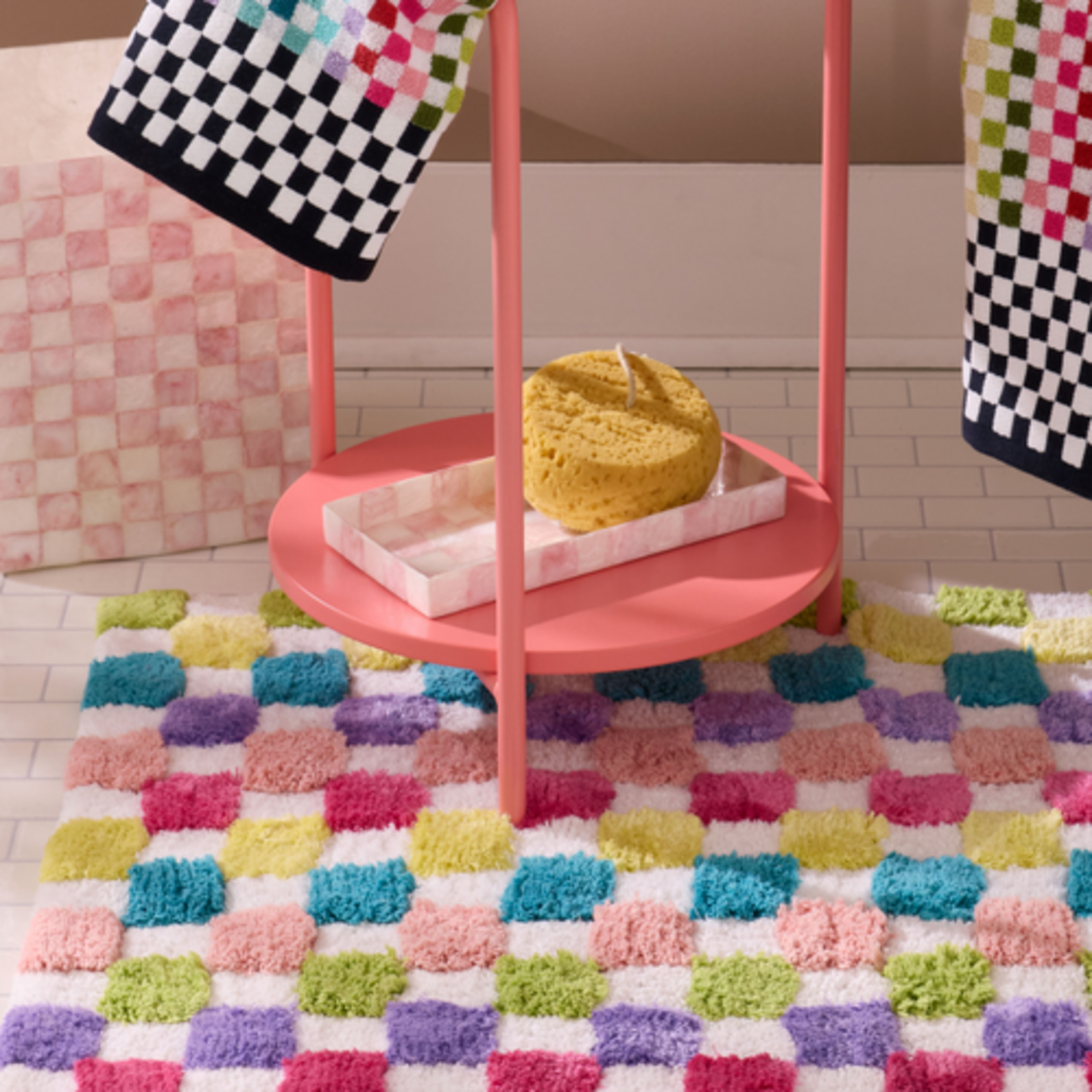 MacKenzie-Childs rosy check capiz vanity tray