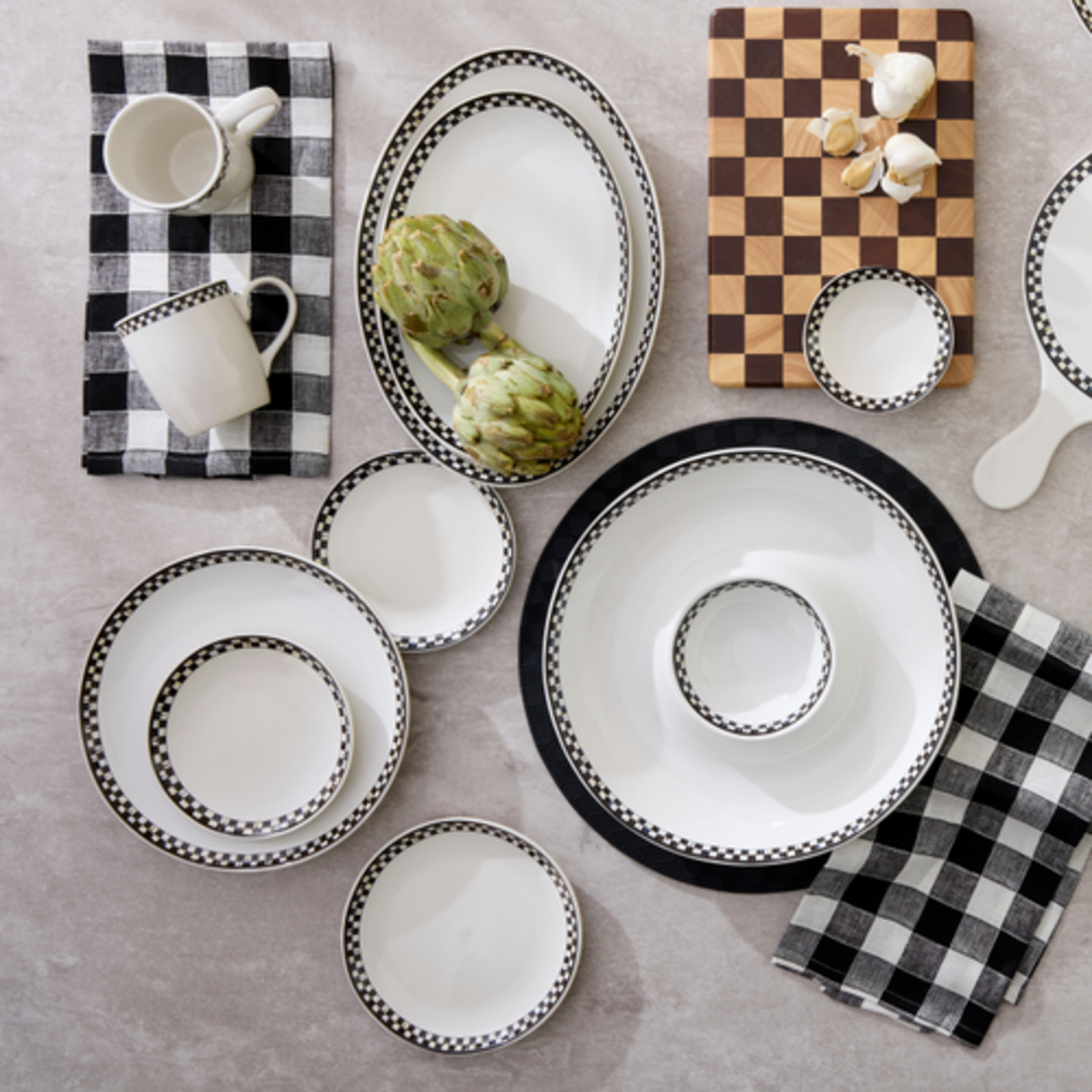 MacKenzie-Childs courtly check everyday small plates, set of 4