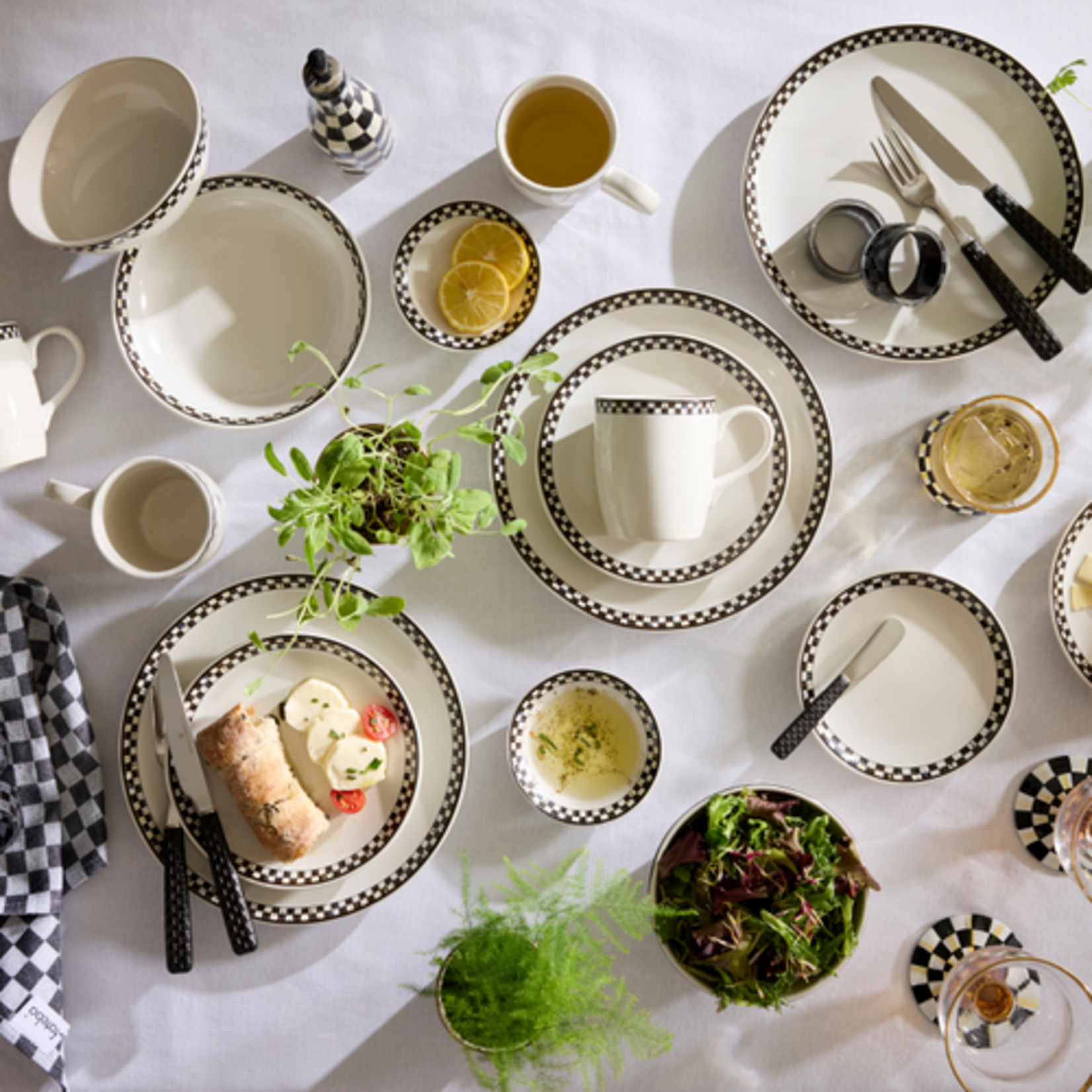 MacKenzie-Childs courtly check everyday small plates, set of 4