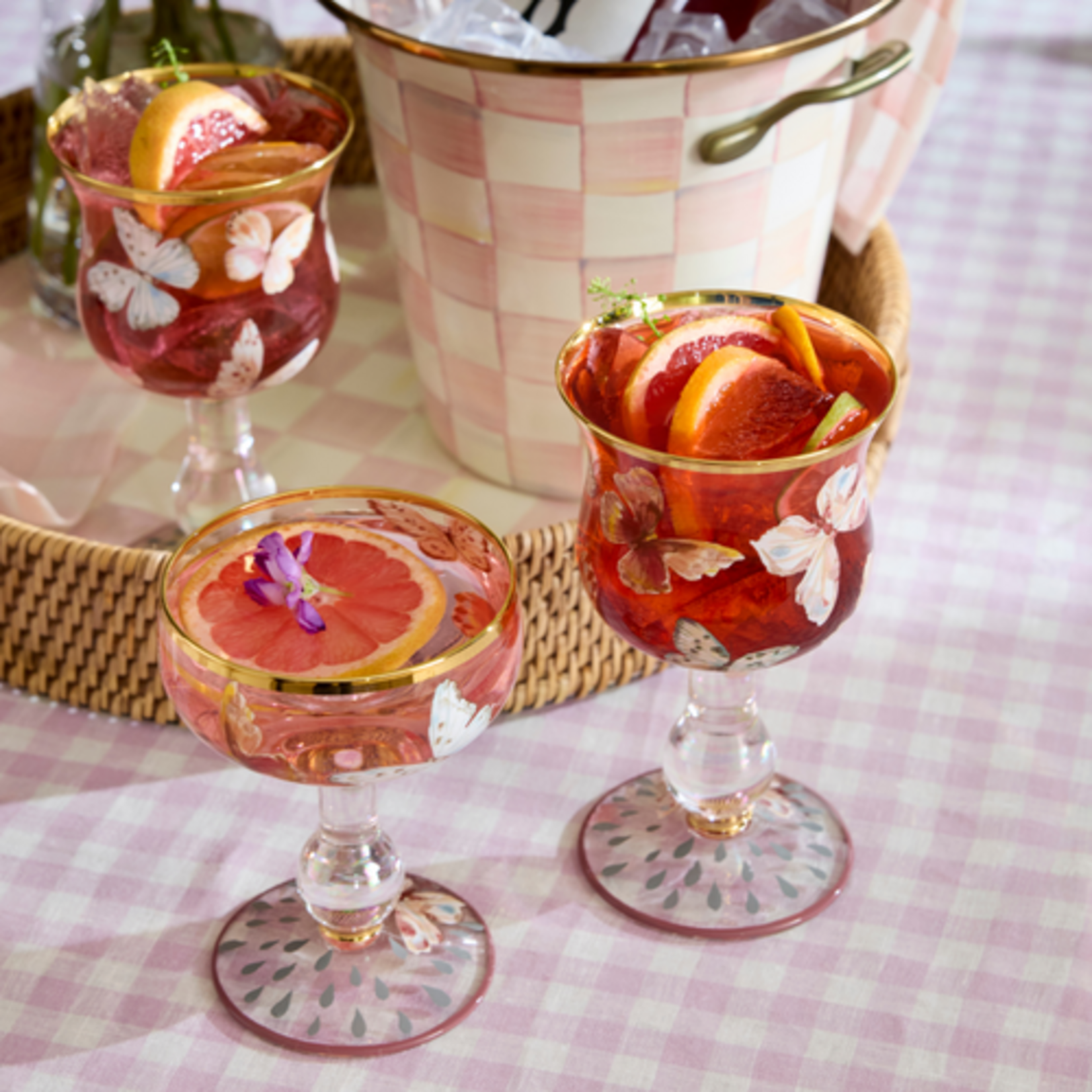 MacKenzie-Childs butterfly hill wine glass