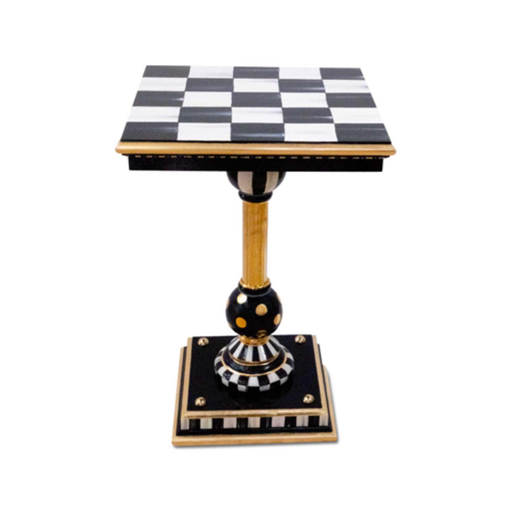 MacKenzie-Childs courtly brass & ceramic accent table