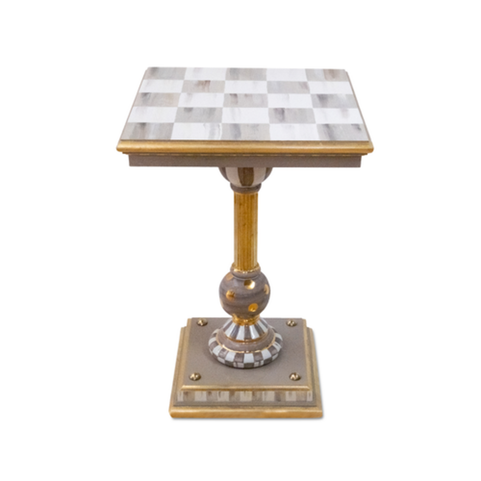 MacKenzie-Childs mocha brass & ceramic accent table