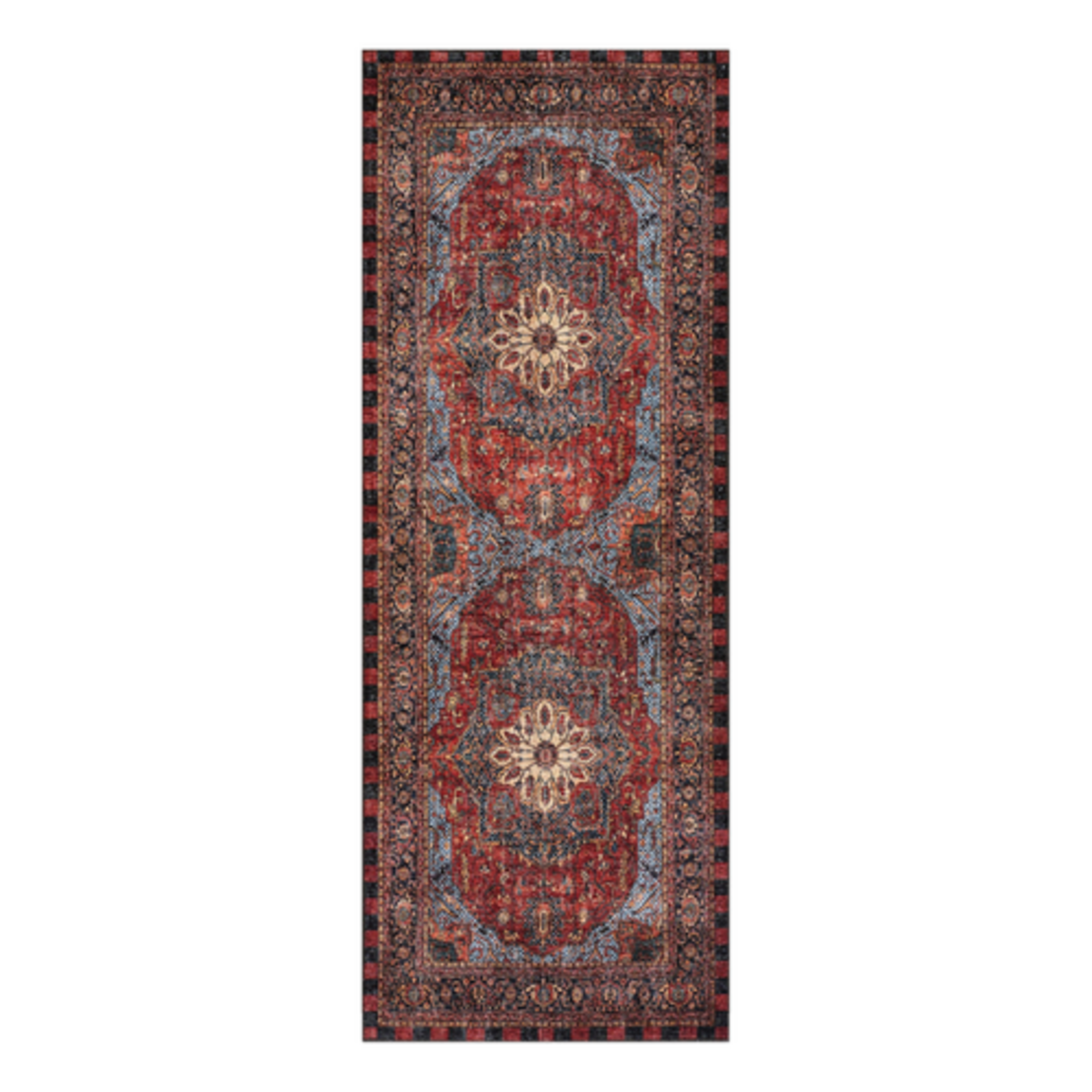 MacKenzie-Childs heriz checked red 2'6" x 8' washable runner