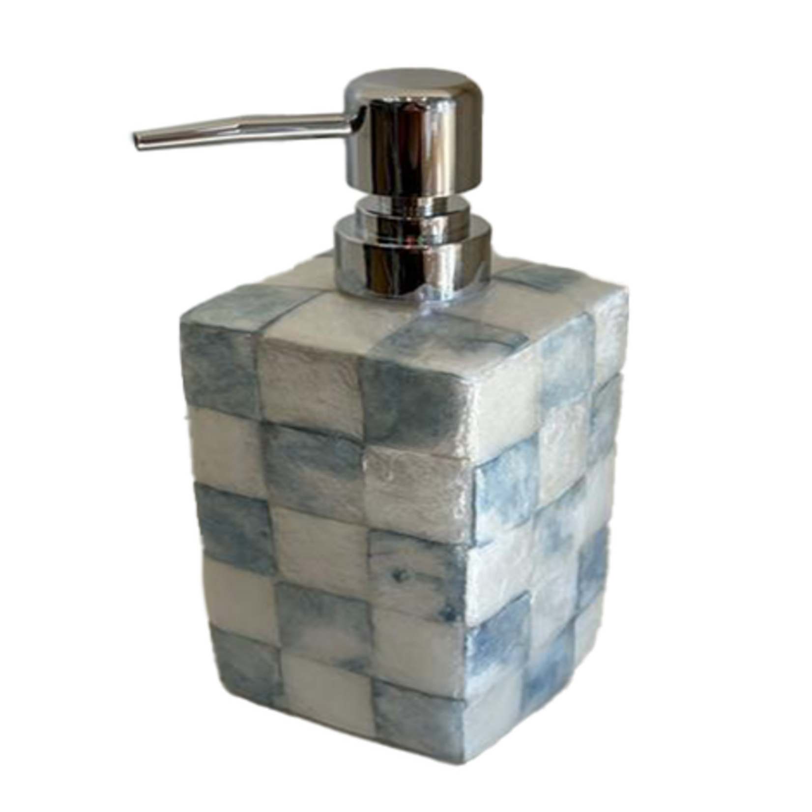 MacKenzie-Childs sky check capiz soap pump