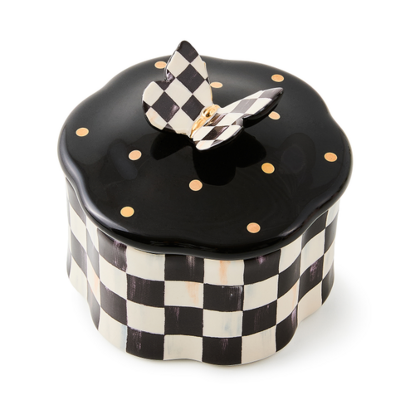MacKenzie-Childs courtly check butterfly trinket box