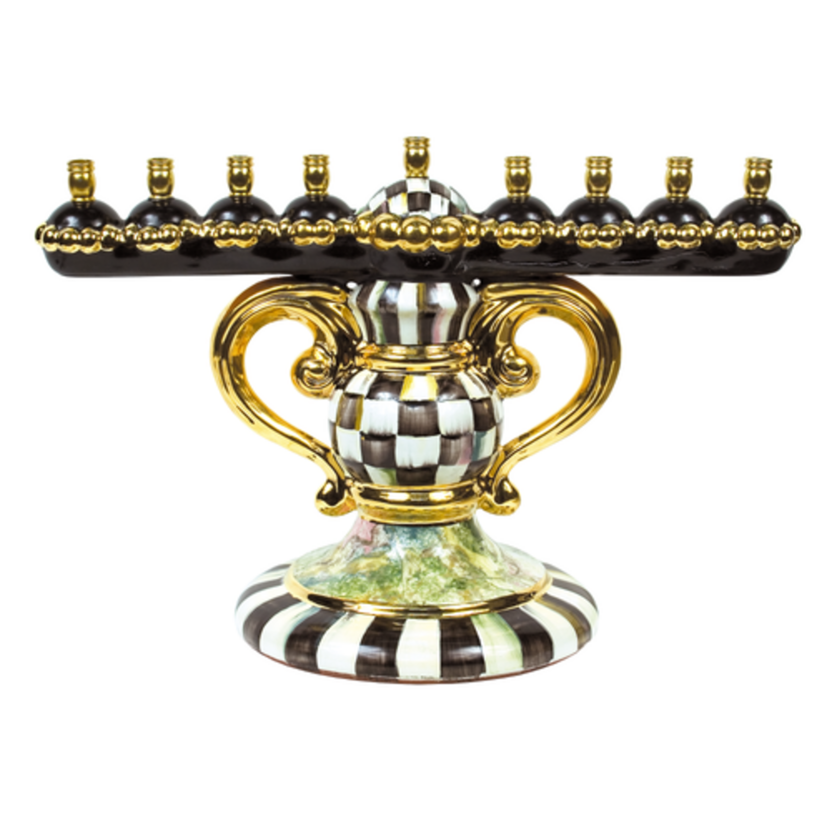 MacKenzie-Childs courtly check ceramic menorah