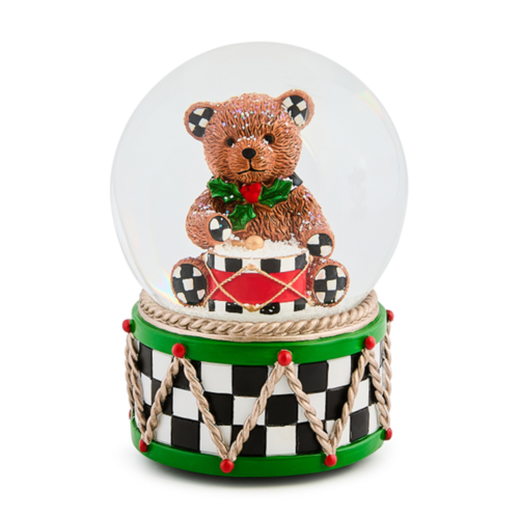 MacKenzie-Childs holly bear snow globe