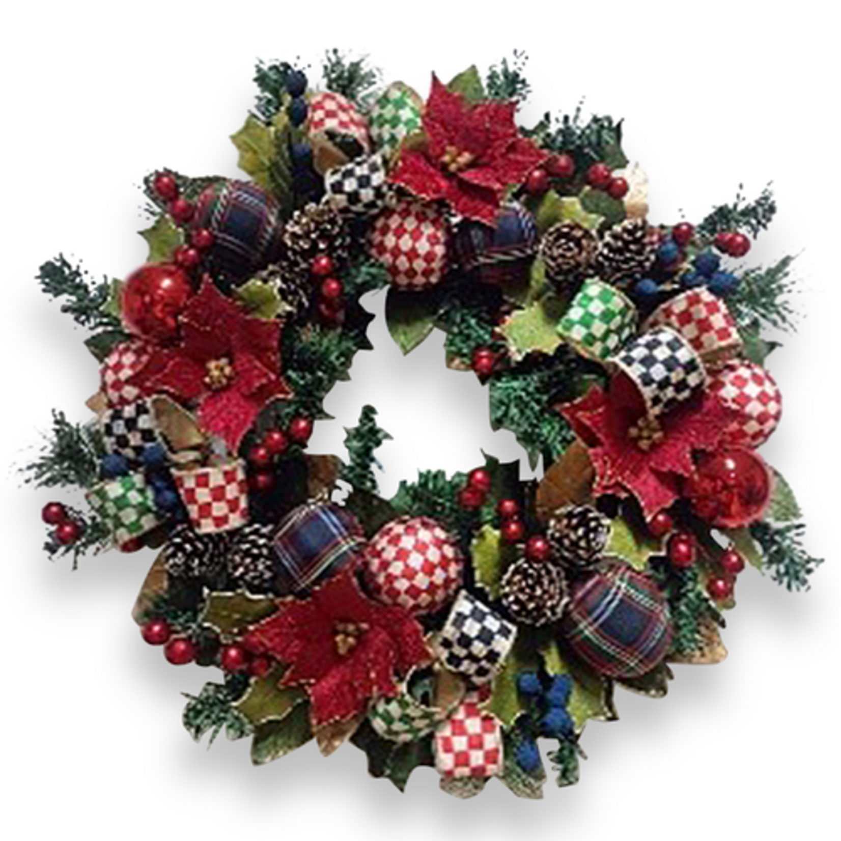 MacKenzie-Childs timeless tartan 26" wreath
