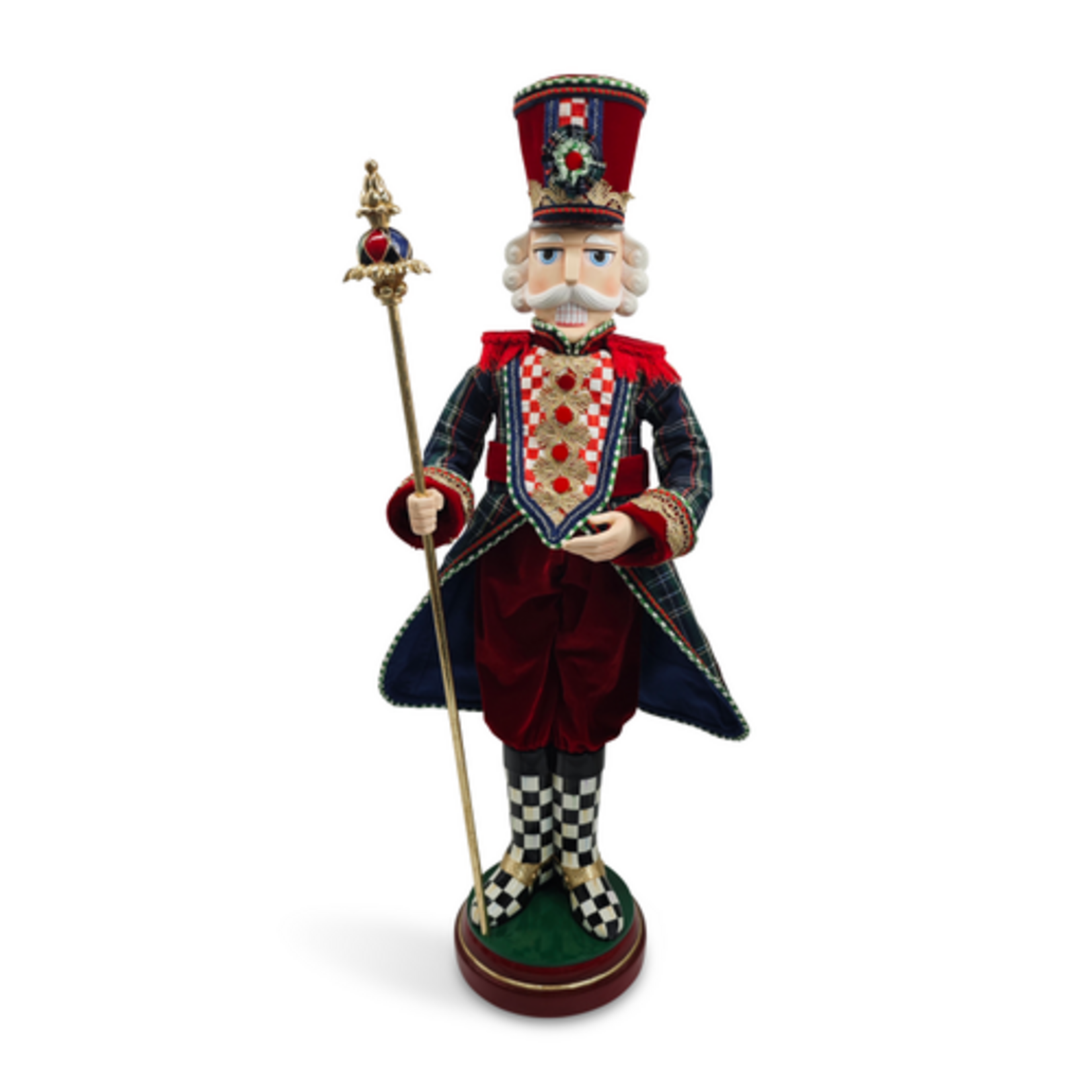 MacKenzie-Childs timeless tartan fabric nutcracker