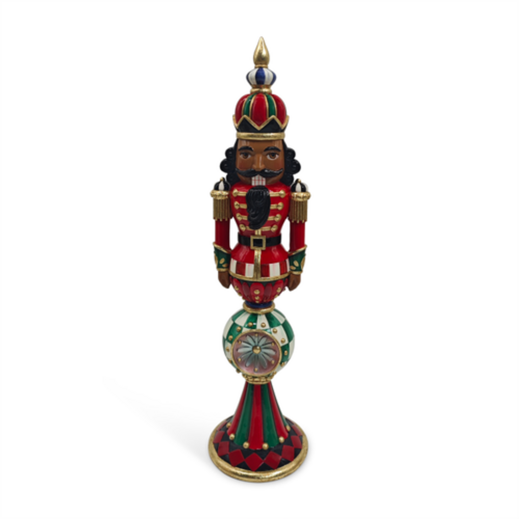 MacKenzie-Childs timeless tartan resin reflector black nutcracker