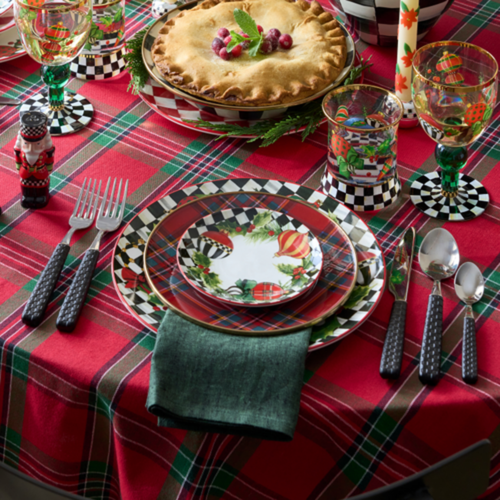 MacKenzie-Childs deck the halls appetizer plates, set of 4
