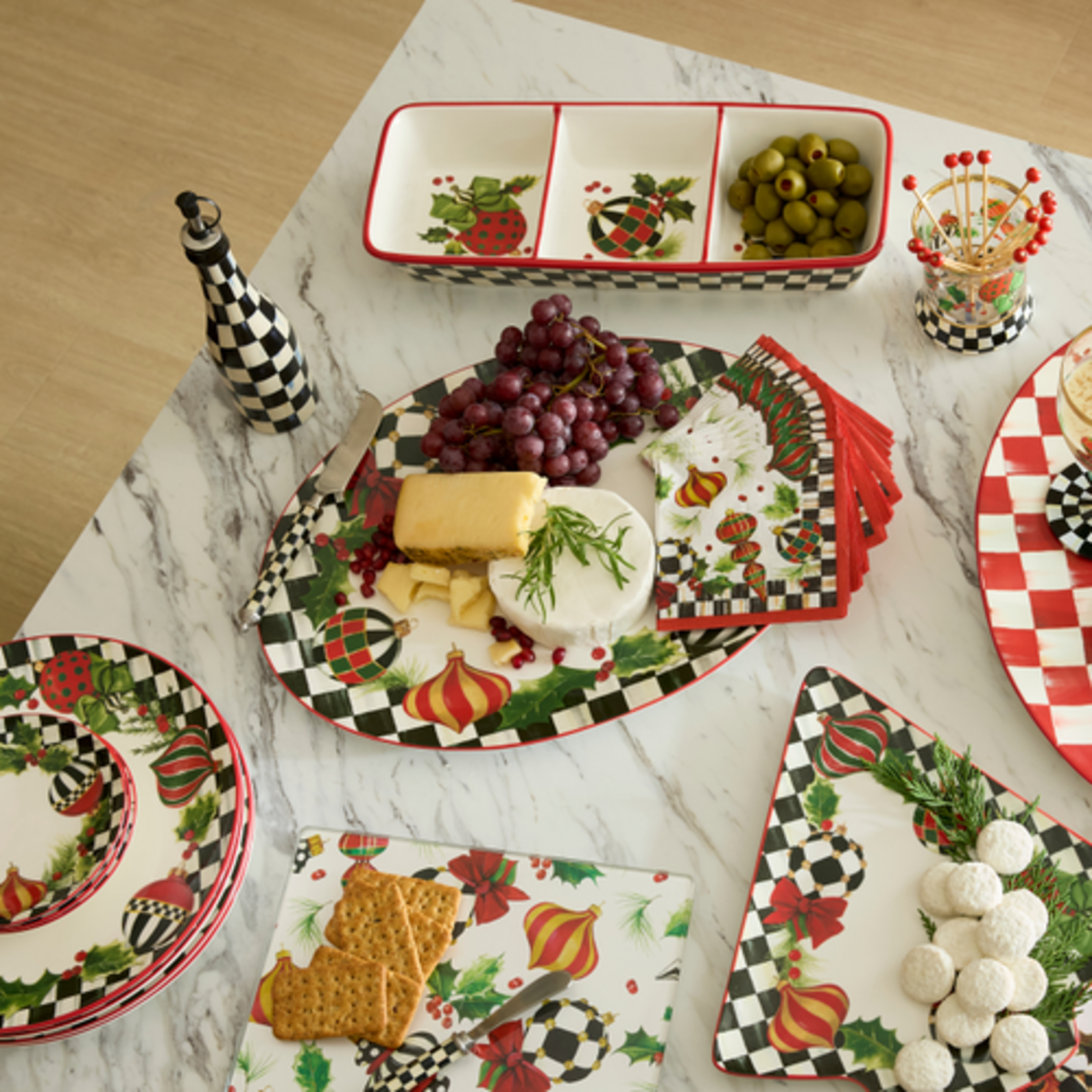 MacKenzie-Childs deck the halls serving platter