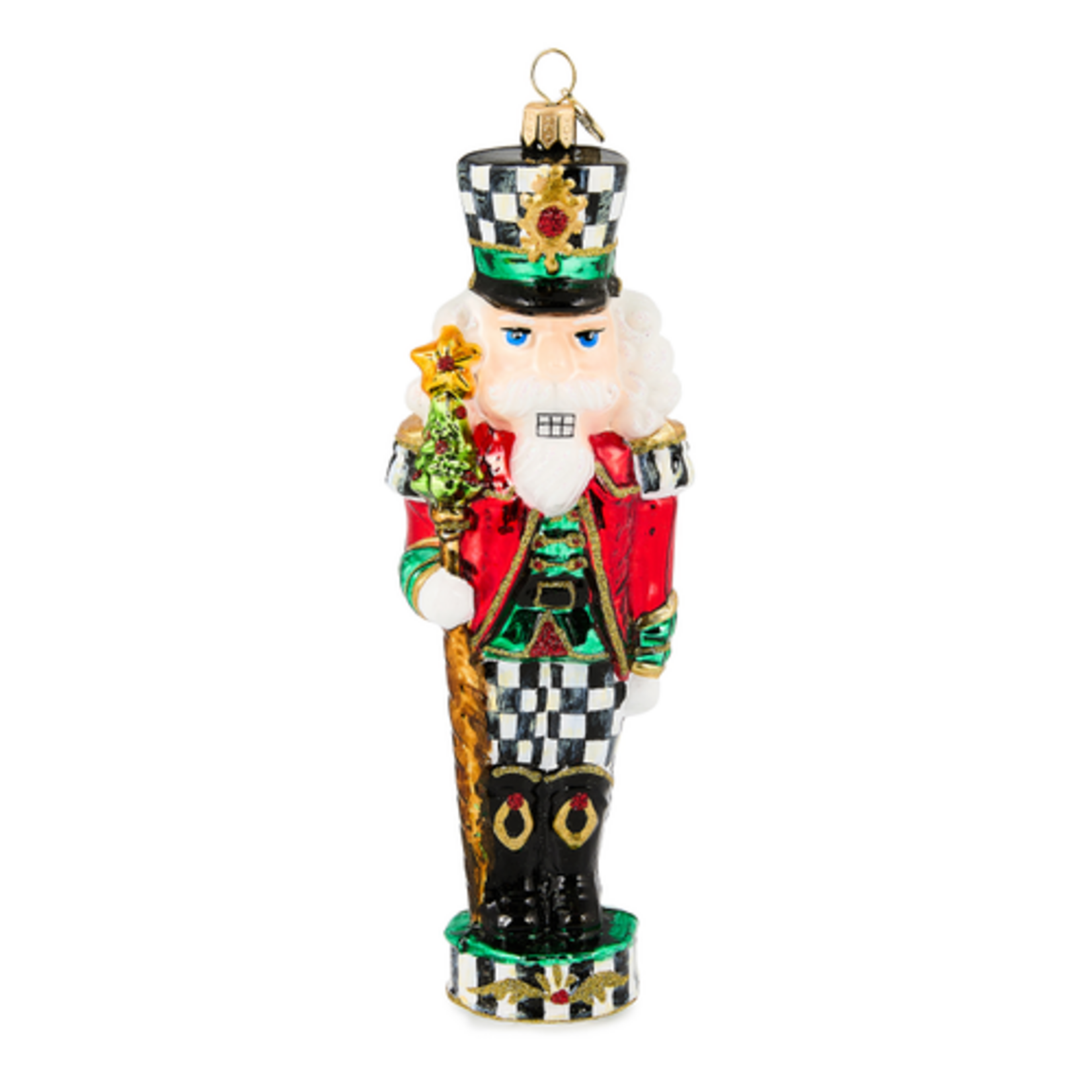 MacKenzie-Childs courtly classic nutcracker glass ornament