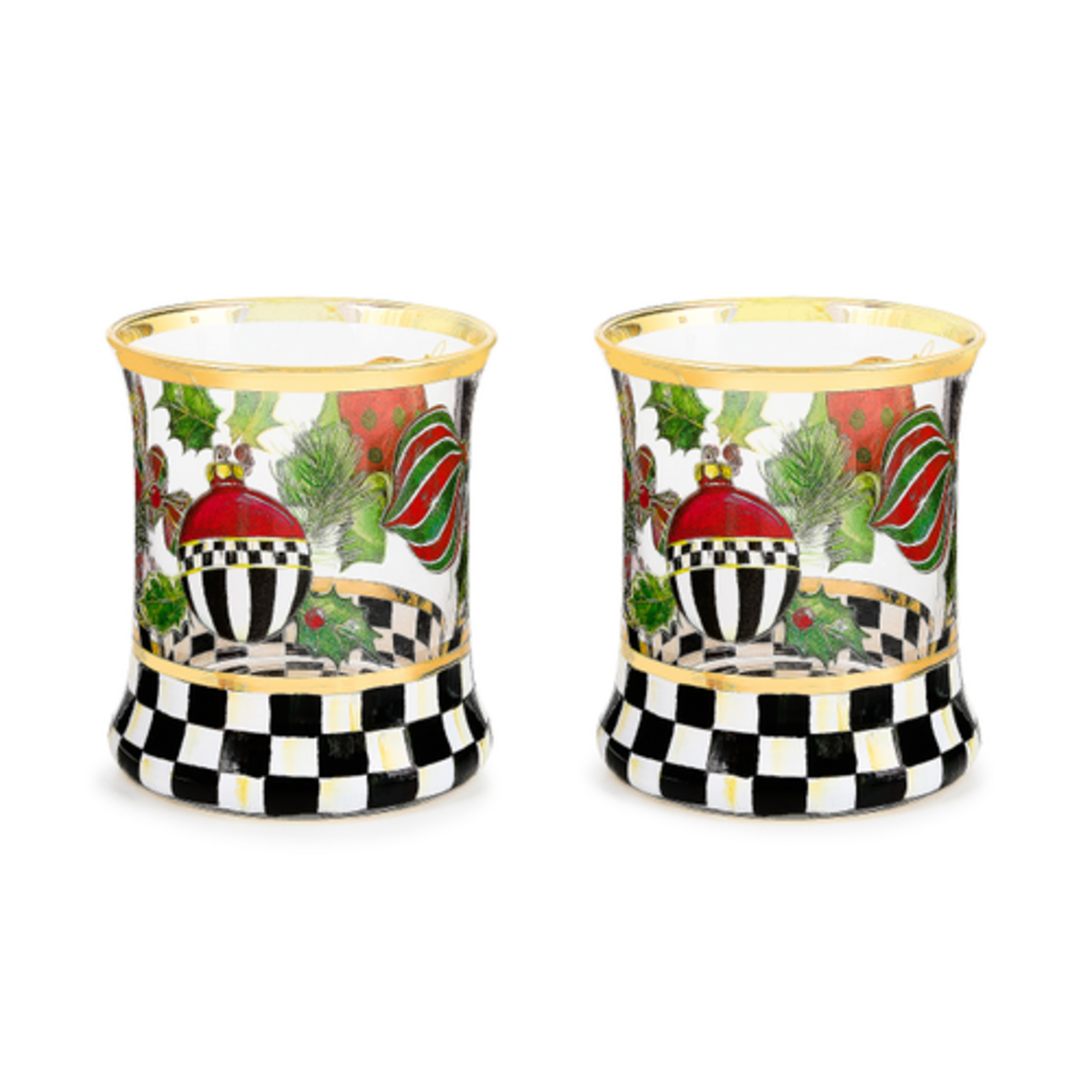 MacKenzie-Childs deck the halls tumbler, set of 2