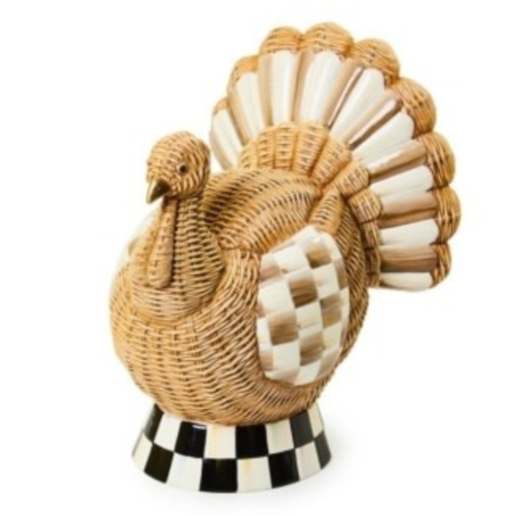 MacKenzie-Childs autumnology check basket weave turkey figurine
