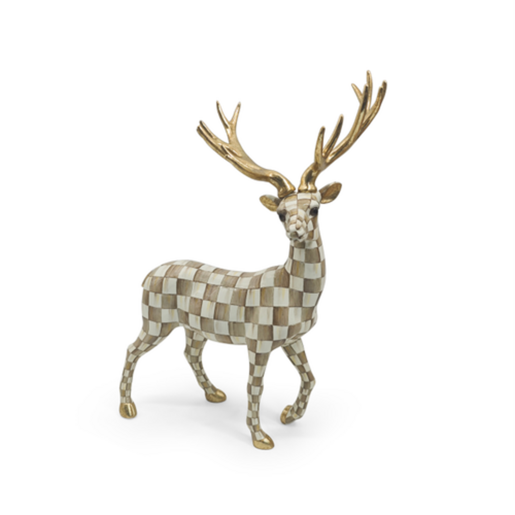MacKenzie-Childs mocha check standing deer
