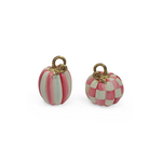 MacKenzie-Childs bubblegum check and stripe petite pumpkins, set of 2