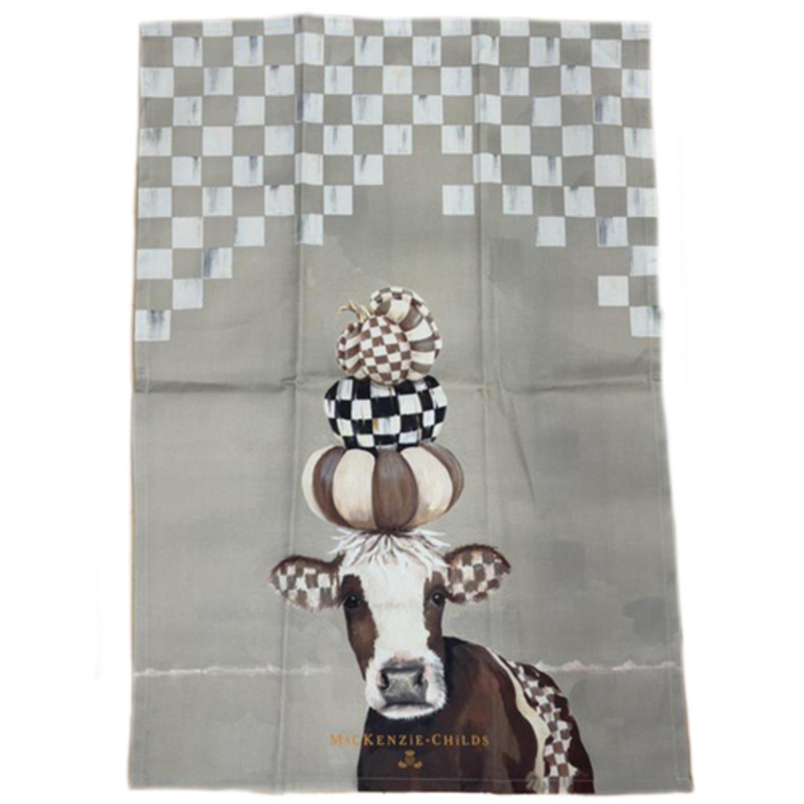 MacKenzie-Childs mocha cow printed dish towel