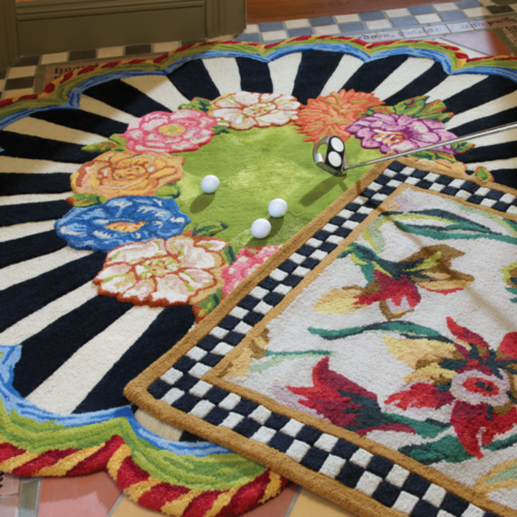 MacKenzie-Childs cutting garden 6' round rug