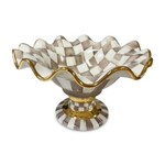 MacKenzie-Childs mocha check ceramic compote
