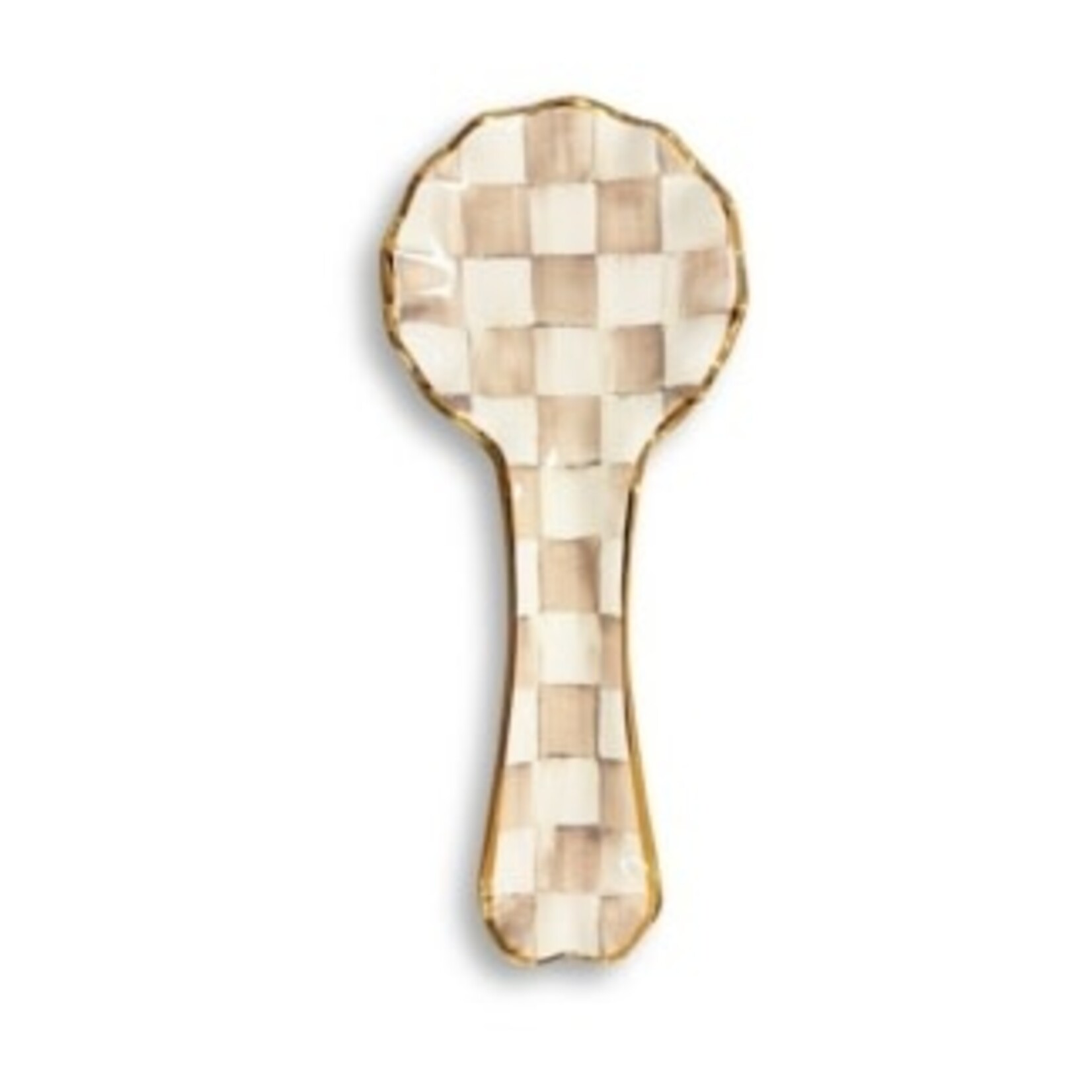 MacKenzie-Childs mocha check ceramic spoon rest