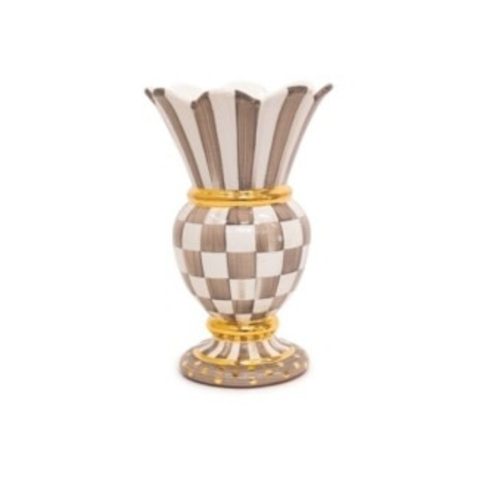 MacKenzie-Childs mocha check ceramic great vase