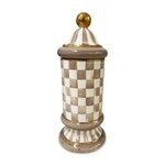 MacKenzie-Childs mocha check ceramic column canister