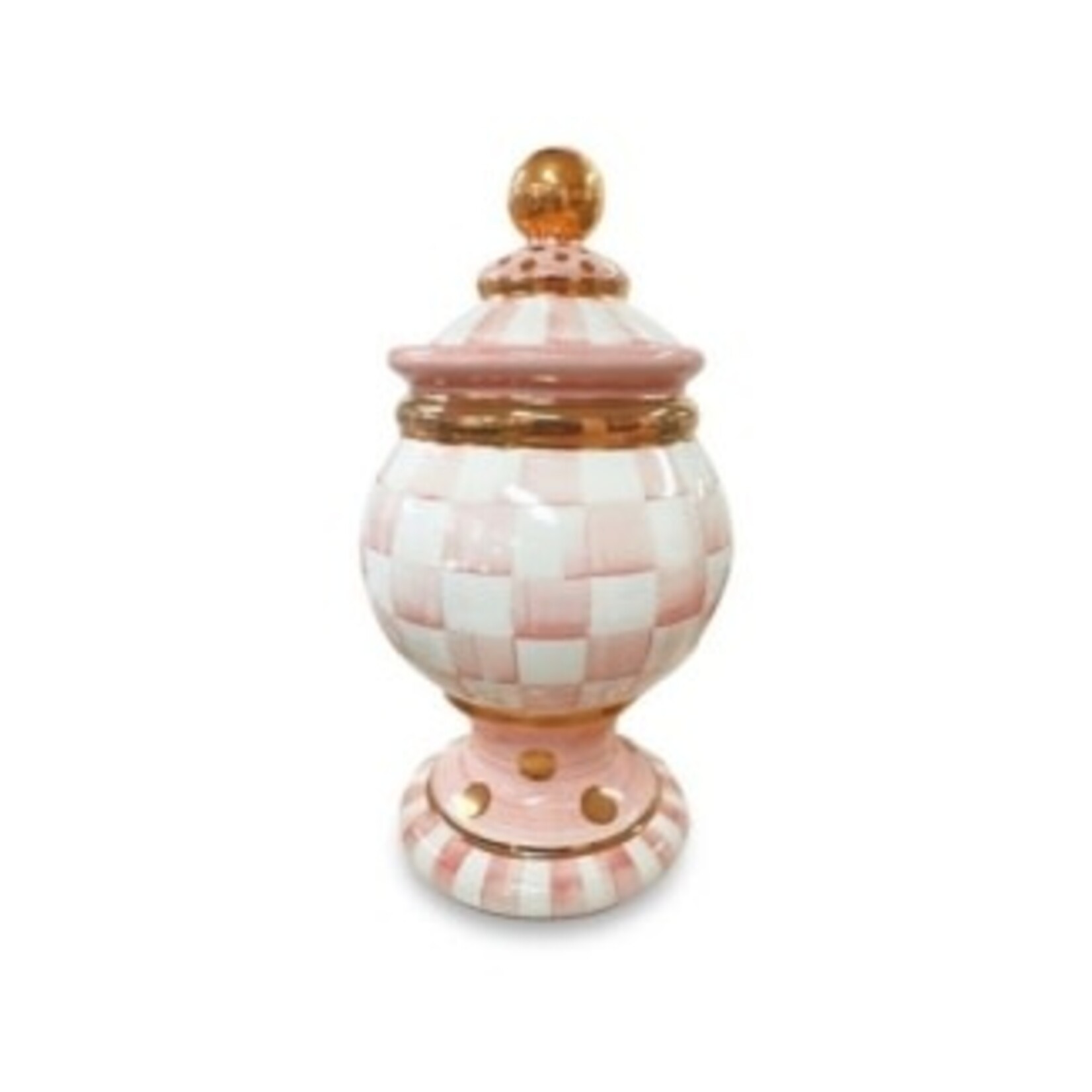 MacKenzie-Childs rosy check ceramic globe canister