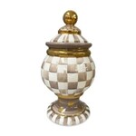 MacKenzie-Childs mocha check ceramic globe canister